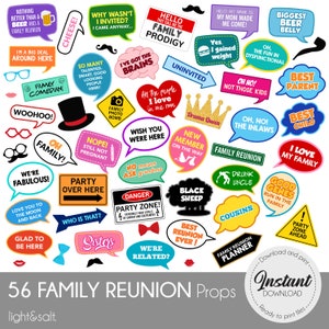 Family reunion photo booth props, family reunion party, family gathering, funny family reunion props, Family Party Photo Booth Props