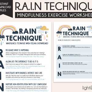 Rain mindfulness worksheet, things I can control, worry worksheets, therapy resources, anxiety relief, mental health, therapy office decor