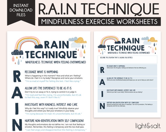 Rain mindfulness worksheet, things I can control, worry worksheets, therapy resources, anxiety relief, mental health, therapy office decor