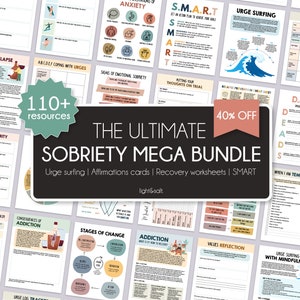 Nüchternheit Mega Bundle, 45% SALE, Therapiemittel, Suchthilfe, Arbeitsblatt, Rückfallpräventation, Ureive Surfing, Nüchternheit Arbeitsblatt