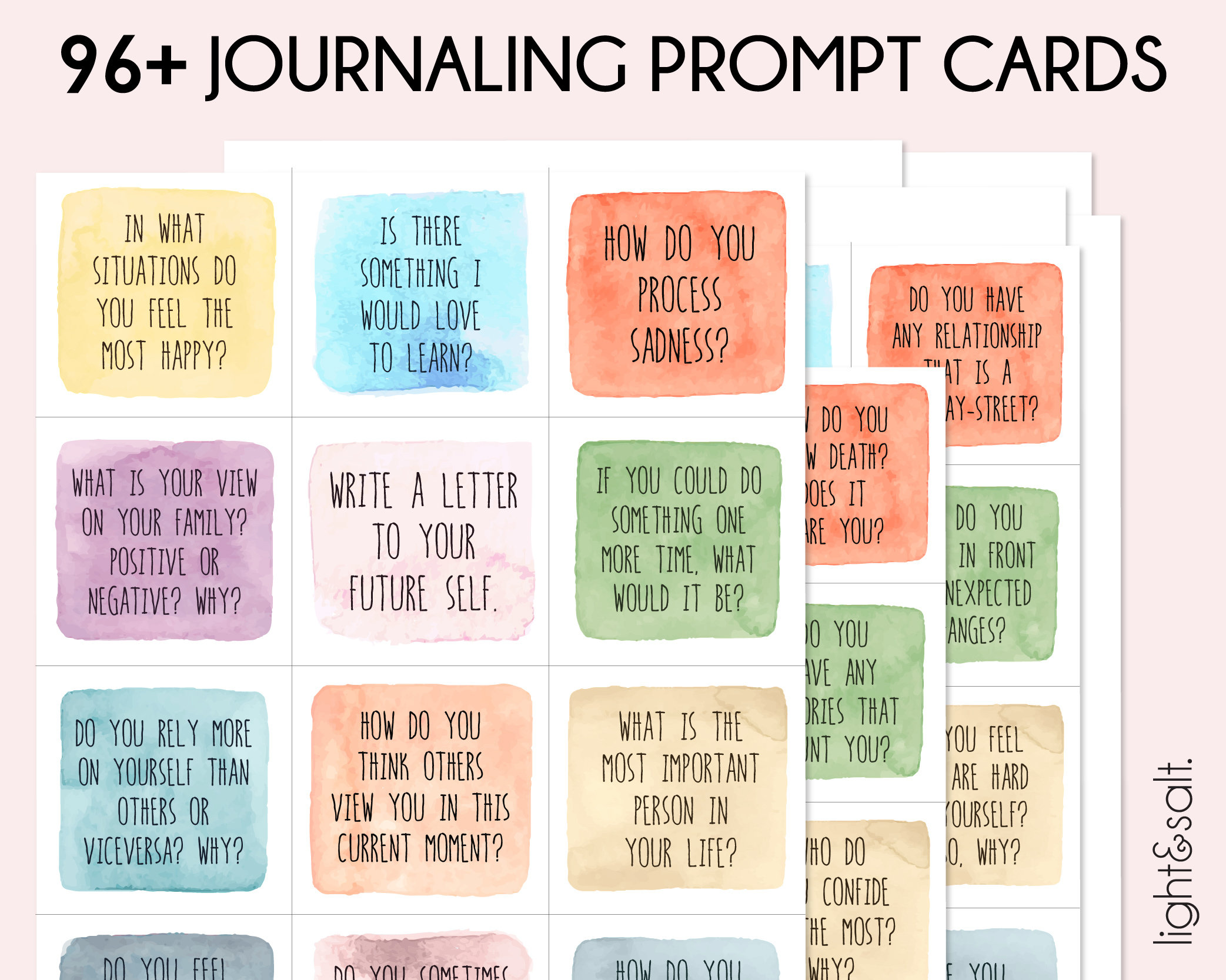 Journaling Prompt Cards Self Care Journal Mental Health Etsy