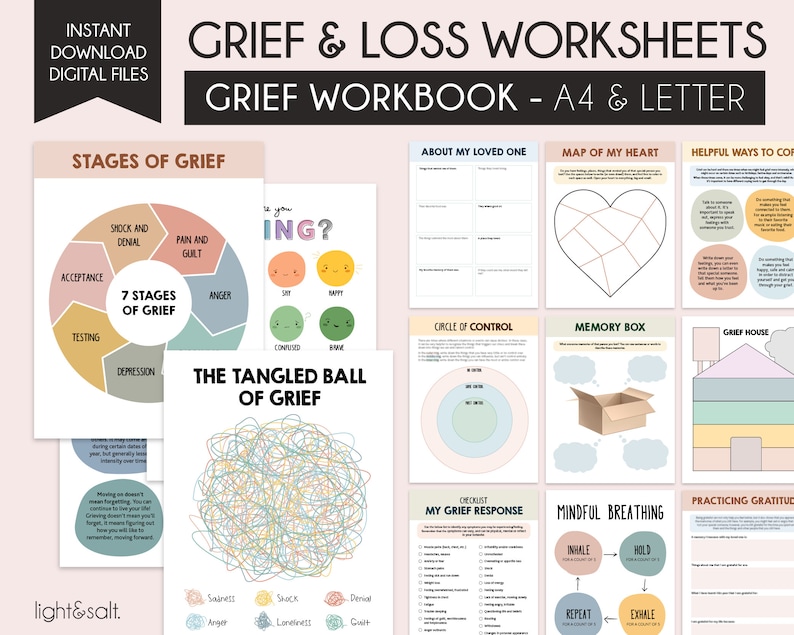 Grief Worksheets Grief Journey Journal Depression - Etsy