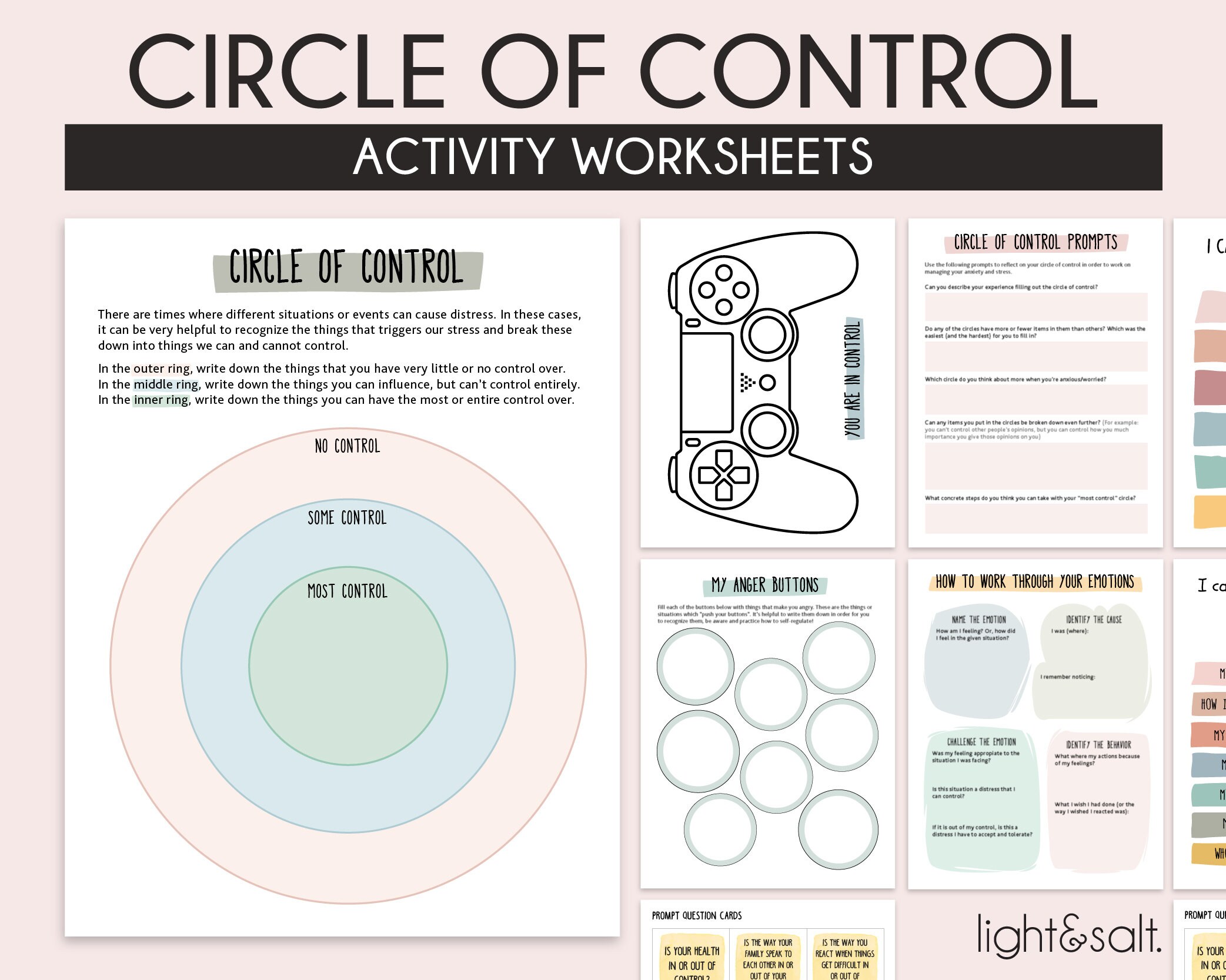 Circle Of Control Therapy Worksheets Things I Can Control Etsy Finland