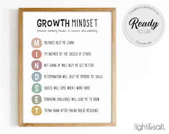 Growth mindset poster, Mindfulness poster, therapy office decor, CBT poster, Counselor office decor, calm down corner poster, DBT therapy