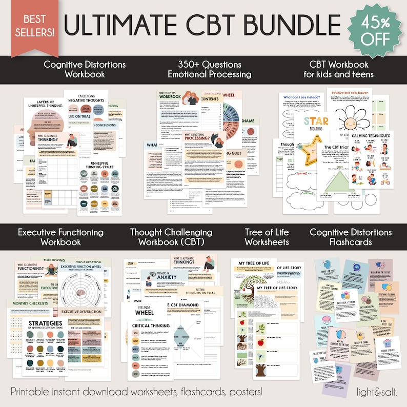Ultimate CBT Bundle, CBT Therapy Worksheets, Coping Skills, Cognitive ...