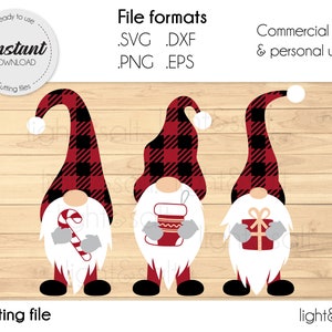 Three Christmas Gnomes, Buffalo Plaid Christmas Gnomes, Gnome Svg, Christmas Gnomes Svg, Merry Christmas, Christmas Dwarves, Holiday gnomes