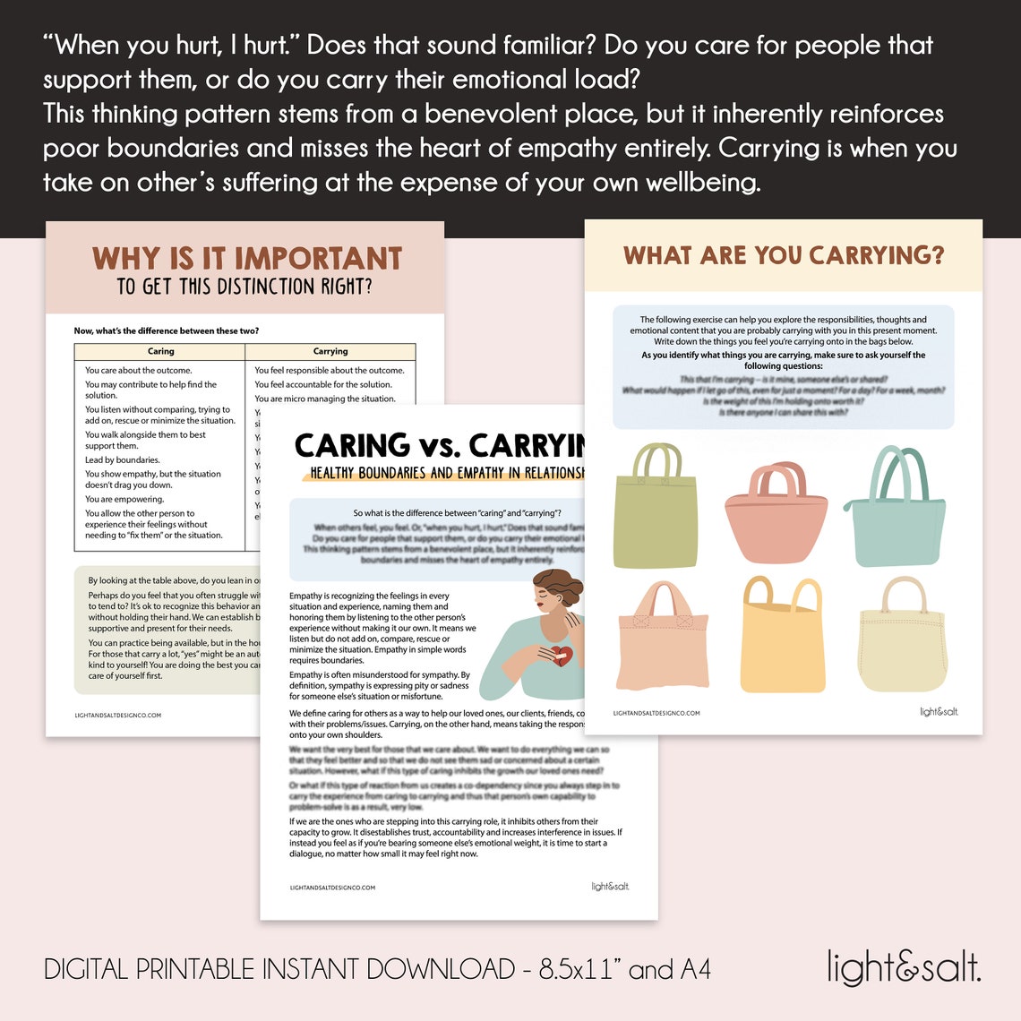 Caring Vs Carrying: Worksheets for Setting Healthy Boundaries in ...