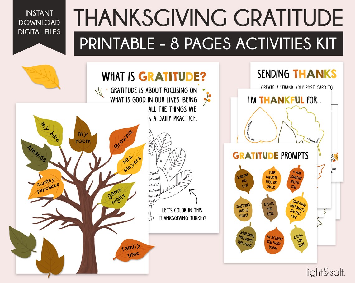 Gratitude Tree Activity Kit, Thanksgiving Activity for Kids, Thankful ...