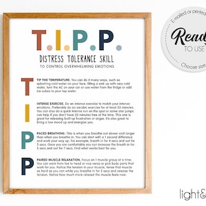 TIPP DBT poster, Mental Health poster, Therapy poster, therapist office decor, Borderline personality disorder, therapy office decor, BPD image 1