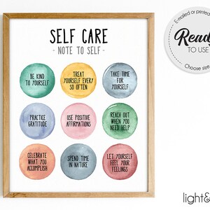 Self care poster, mental health poster, mindfulness poster, Note to self, therapy office decor, therapist office decor, school social worker