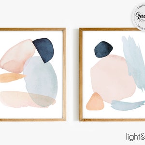 Set of 2 Abstract Art Prints, Watercolor abstract modern art, Office decor, Modern Watercolor Painting, Gallery Abstract Shapes, Boho print