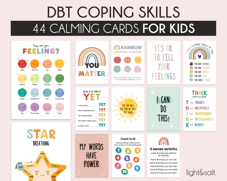Kids Calm Down Coping Skills Cards, Grounding Technique, School ...