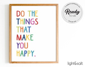 Happiness Quote Print, Therapy Office Decor (Digital Download)