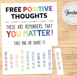 Affirmation Tear Off Flyer, School Counselor office Door Sign, Positive Thoughts, Daily affirmations growth mindset, Therapy office decor