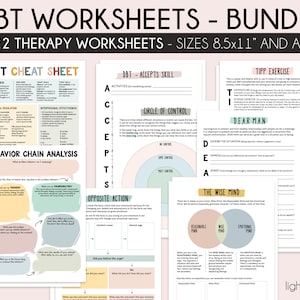 DBT skills, therapy worksheets, DBT workbook, dbt therapy, DBT bundle, therapy tools, counseling, therapy resources, school psychologist