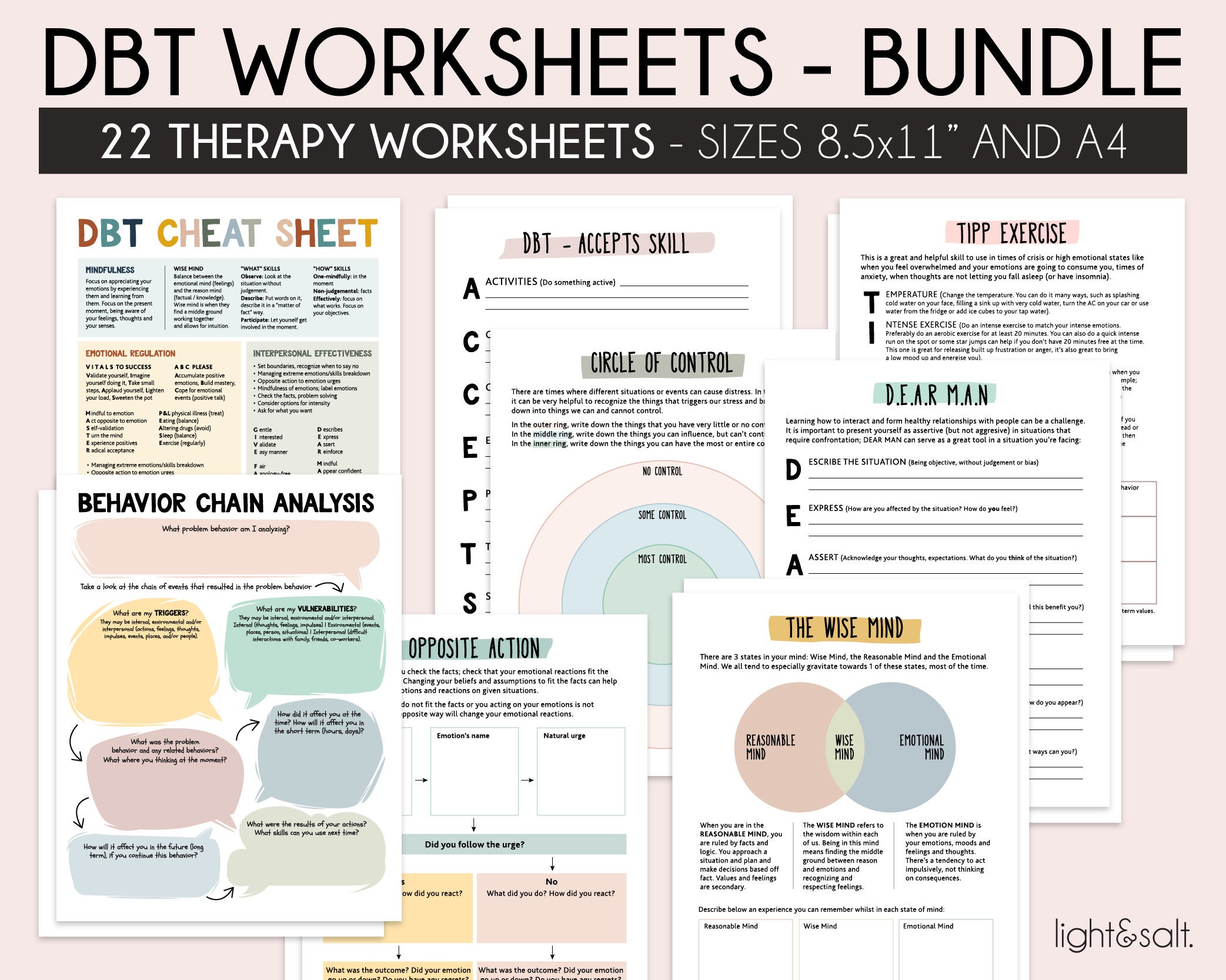 DBT Skills Therapy Worksheets DBT Workbook Dbt Therapy DBT Etsy