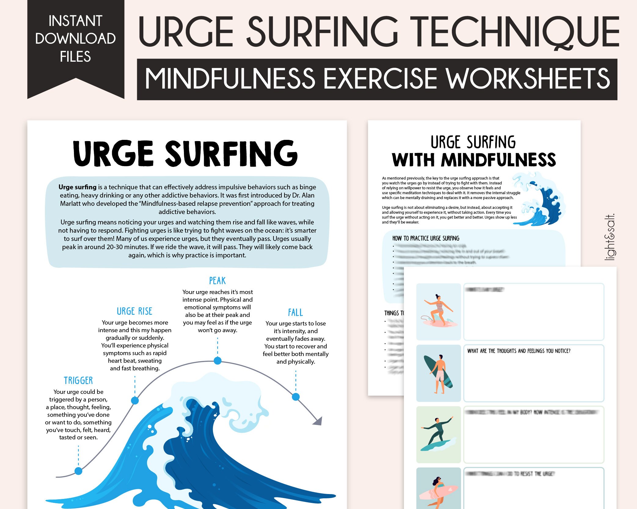 Urge Surfing Mindfulness Technique Therapy Worksheets Addiction Urge Surfing Mindfulness Technique Therapy Worksheets Addiction