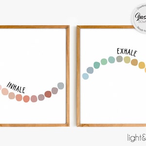 Inhale exhale Print, 2er-Set Prints, Therapie Büro Deko, Counselor Büro Deko, Mentales Gesundheit Poster, Achtsamkeit Poster, beruhigende Ecke,