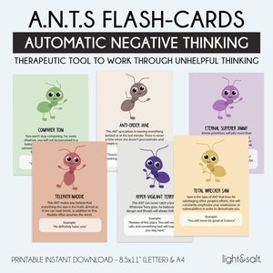 ANTS、自動ネガティブ思考カード、認知の歪みカード、DBT対処スキルカード、役に立たない考え方、DBTフラッシュカード