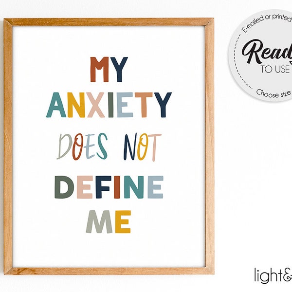 My anxiety does not define me poster, Mental health poster, Anxiety poster, therapy office decor, Feelings poster, counselor office decor