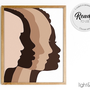 Diversity poster, Abstract faces art, Feminism, All are welcome, Stronger together, Equality Poster, Inclusion, Multicultural, BLM Art Print
