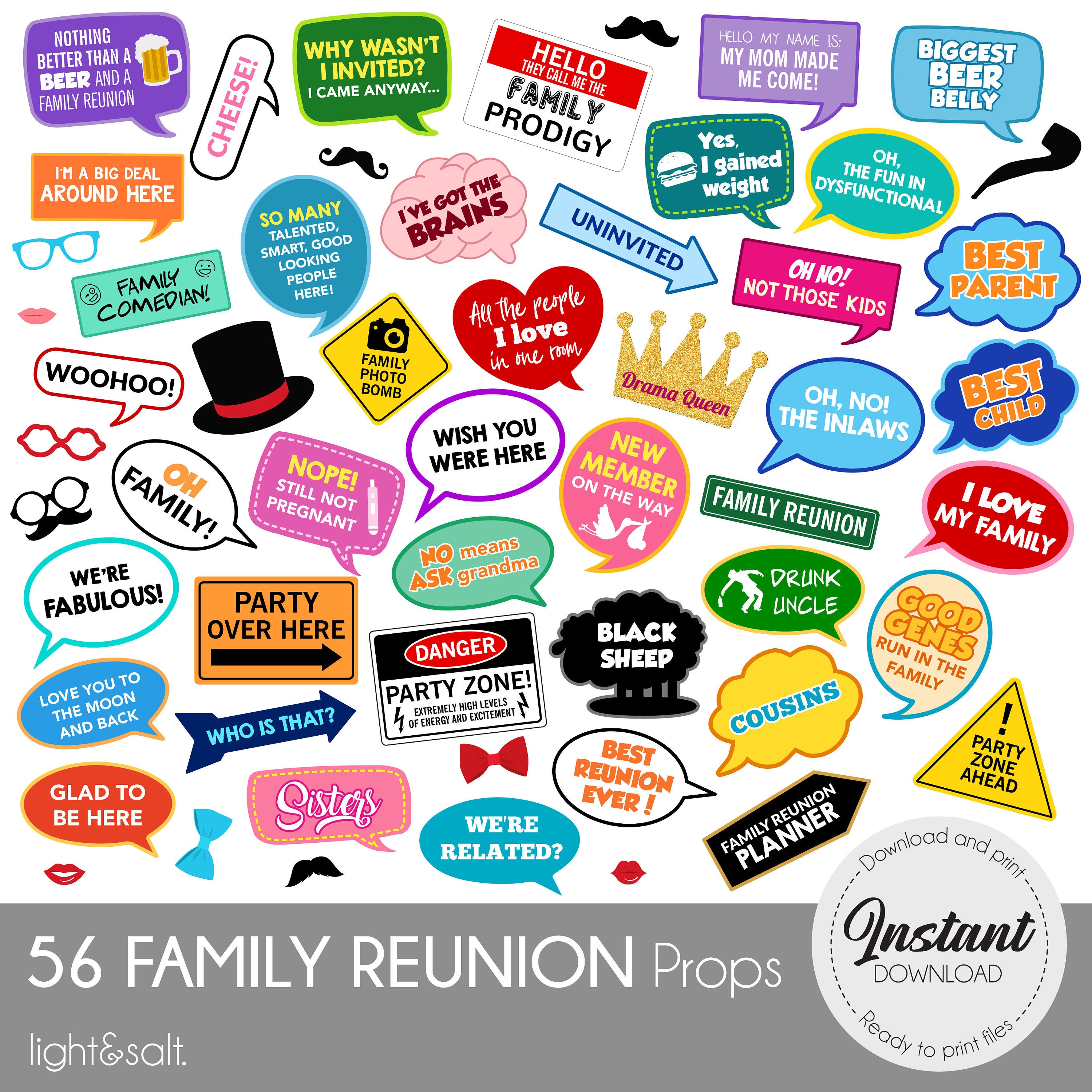 Family reunion photo booth props family reunion party family Etsy México