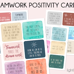 Cartes de positivité pour le travail d'équipe, citations sur le travail d'équipe, positivité du personnel, cartes de citations inspirantes pour un message positif, cartes de motivation, succès d'équipe