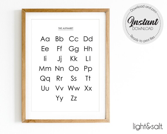 Alphabet Printable Alphabet Chart ABC poster Homeschool | Etsy