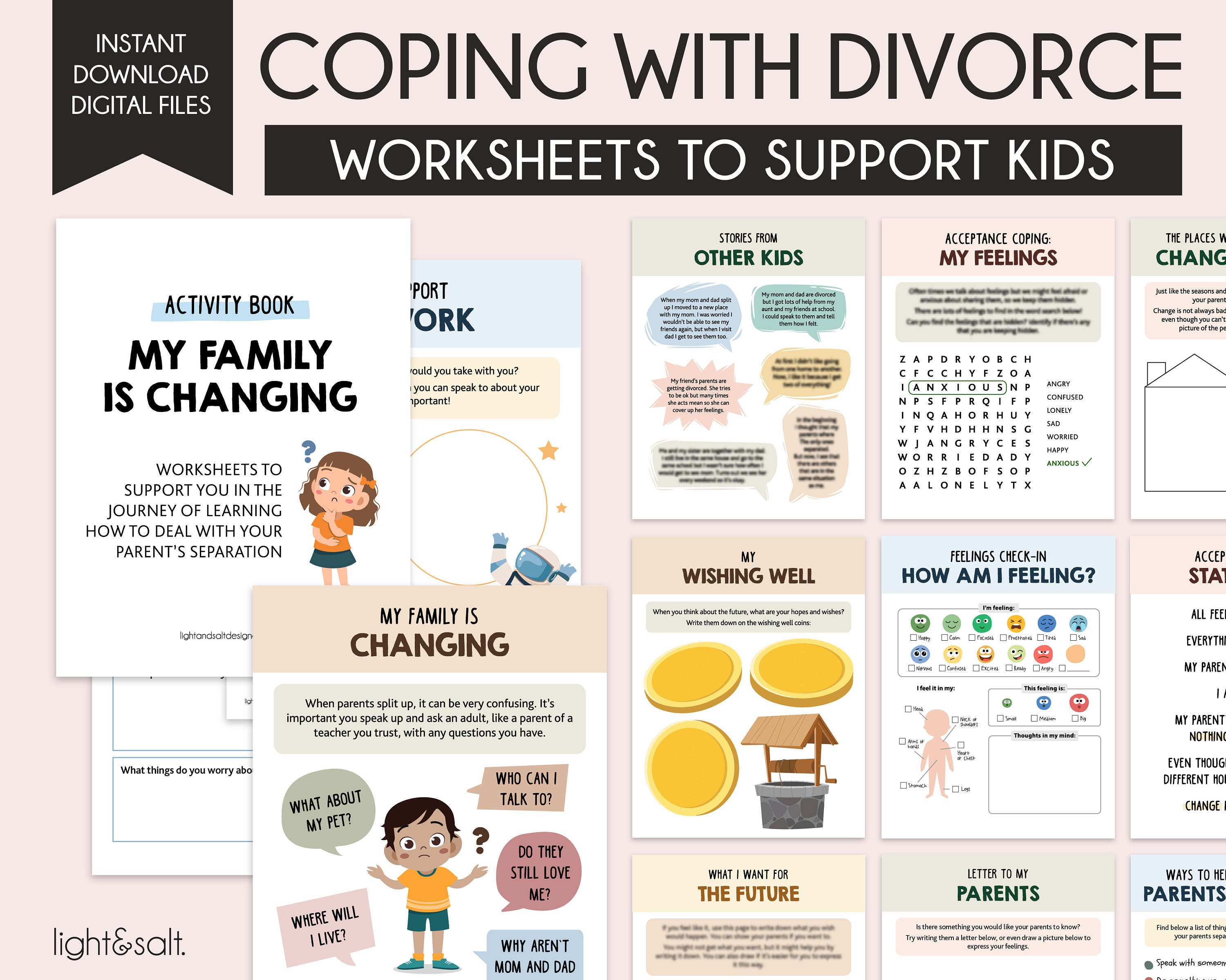 Divorce Worksheets for Kids Separation Journal Therapy - Etsy