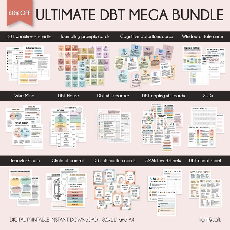 DBT Bundle, 60% Off, DBT Therapy, Social Emotional Learning, Therapy ...