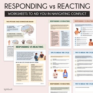 Reacting vs Responding worksheets, Couples Therapy, communication styles, conflict resolution, family therapy, Relationship Counseling