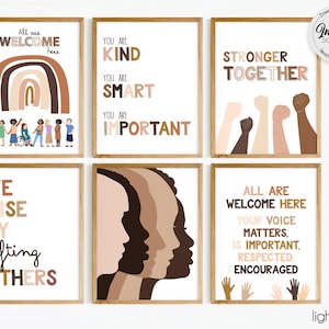 Diversity Bundle Set mit 6 Postern, Equality, BLM, All are welcome here, Kindness Matters, Classroom Decor, Inclusive Poster, Inklusionskunst