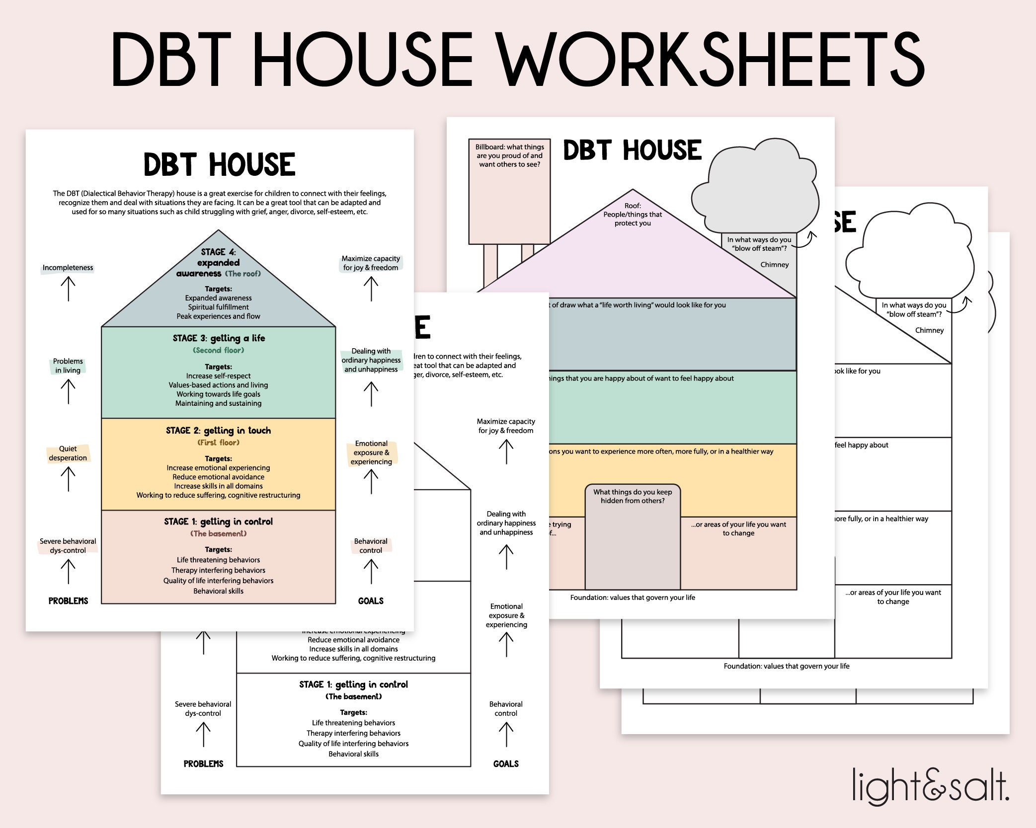 DBT House Anxiety House Worksheet DBT Skills Therapy Etsy Sweden