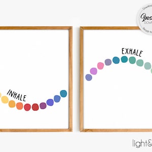 Inhale exhale Print, 2er-Set Prints, Therapie Büro Deko, Counselor Büro Deko, Mentales Gesundheit Poster, Achtsamkeit Poster, beruhigende Ecke,