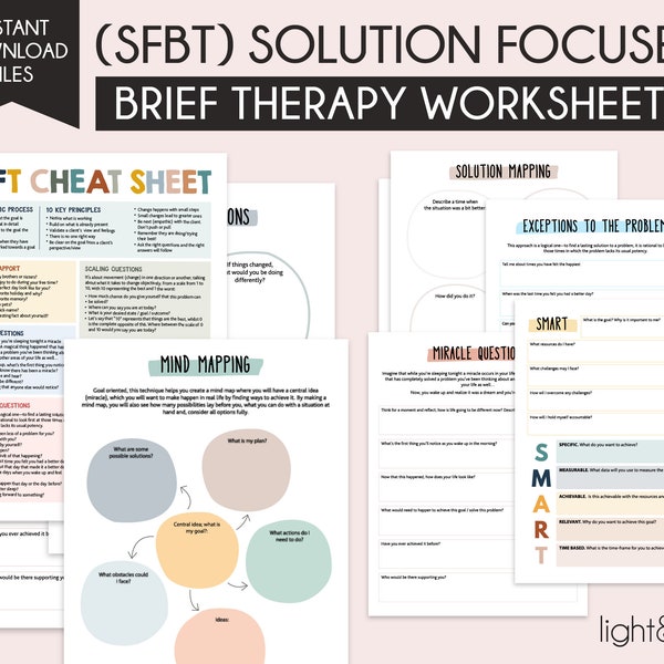 SFBT solution focused therapy, DBT, skills, therapy worksheet, emotional regulation, therapy office decor, therapy tools, coping skills, BPD