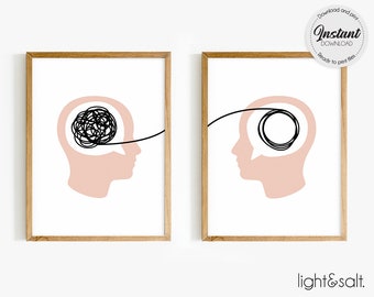 Talking helps, Mind therapy, Talk therapy posters set of 2, Therapy office, decor art, Counselor office decor, Mental health poster wall art
