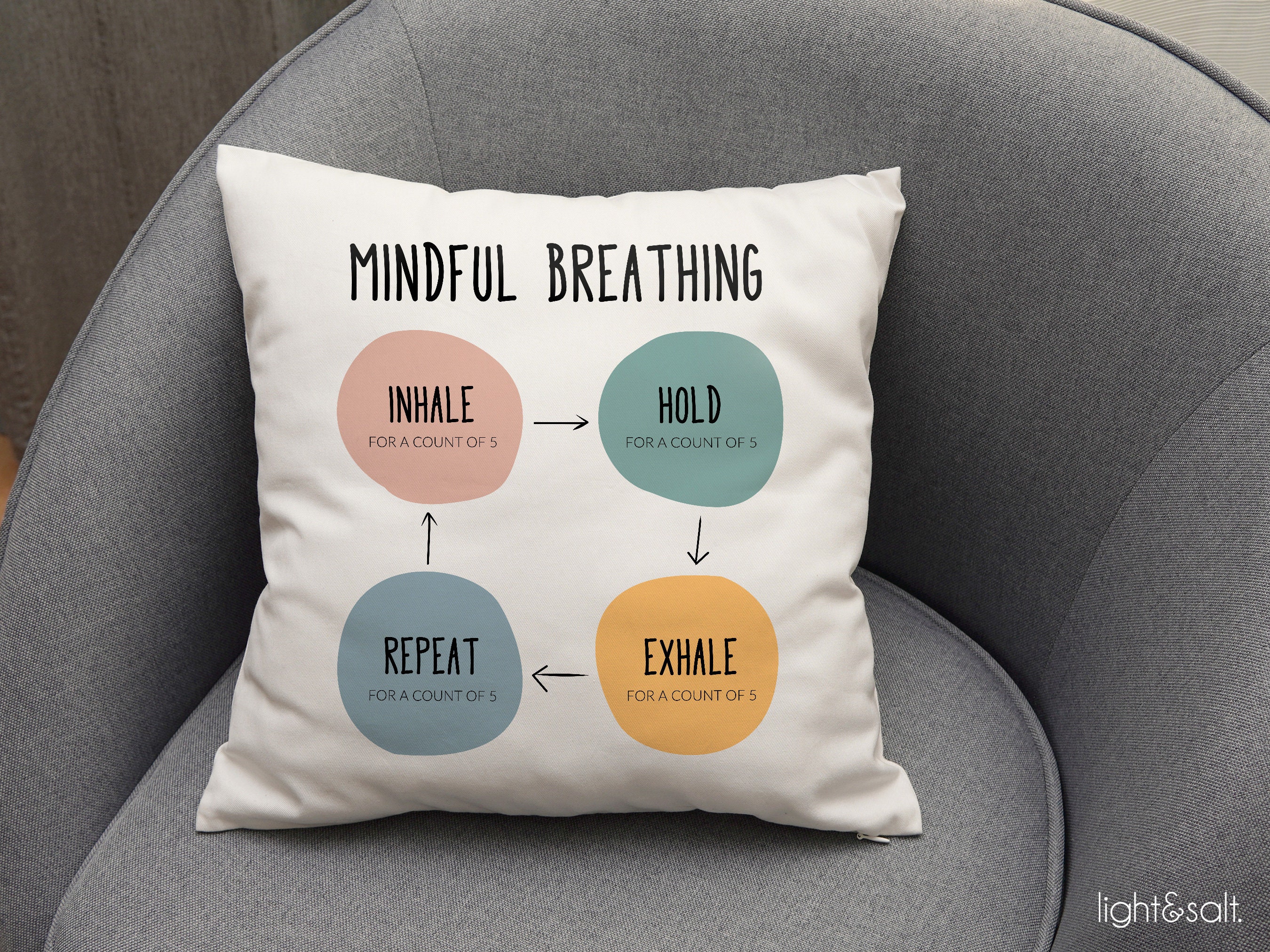 Mindful Breathing Pillow Anxiety Breathing Exercises Throw Etsy