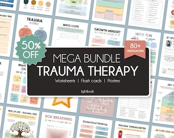 Trauma Therapy Mega Bundle, IFS Processing Narrative Therapy, PTSD Worksheet, Trauma Processing, Trauma informed care, Fight or flight, CBT