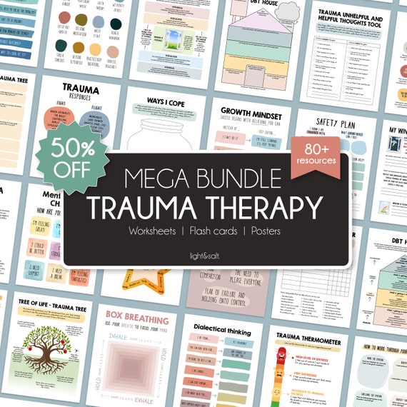 Trauma Therapy Mega Bundle, IFS Processing Narrative Therapy, PTSD Worksheet, Trauma Processing, Trauma informed care, Fight or flight, CBT