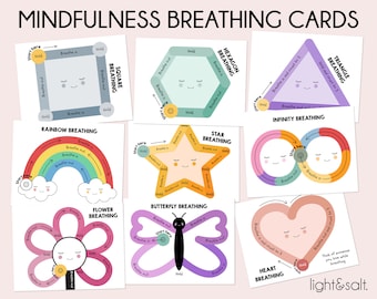 Mindfulness Breathing Exercises Activities for kids, Breathing cards, Calming Corner, Calming Strategies, Psychology tools, Anxiety relief