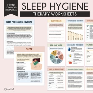 Sleep hygiene worksheets, sleep journal, sleep habits, sleep cycle, Psychoeducation, self help, Insomnia, Mental Health, Therapy Worksheets