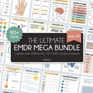 EMDR Bundle for therapists, EMDR Therapy, Counseling, Trauma therapy, therapy worksheets, Therapy Tools, EMDR handout, window of tolerance