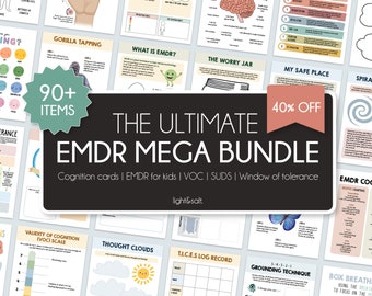 EMDR Bundle for therapists, EMDR Therapy, Counseling, Trauma therapy, therapy worksheets, Therapy Tools, EMDR handout, window of tolerance