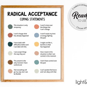 Radical acceptance poster, DBT poster, Affirmations, Cognitive distortions, Counselor office decor, Therapist Office, School psychologist
