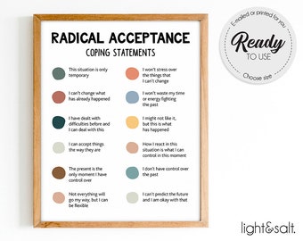 Radical acceptance poster, DBT poster, Affirmations, Cognitive distortions, Counselor office decor, Therapist Office, School psychologist