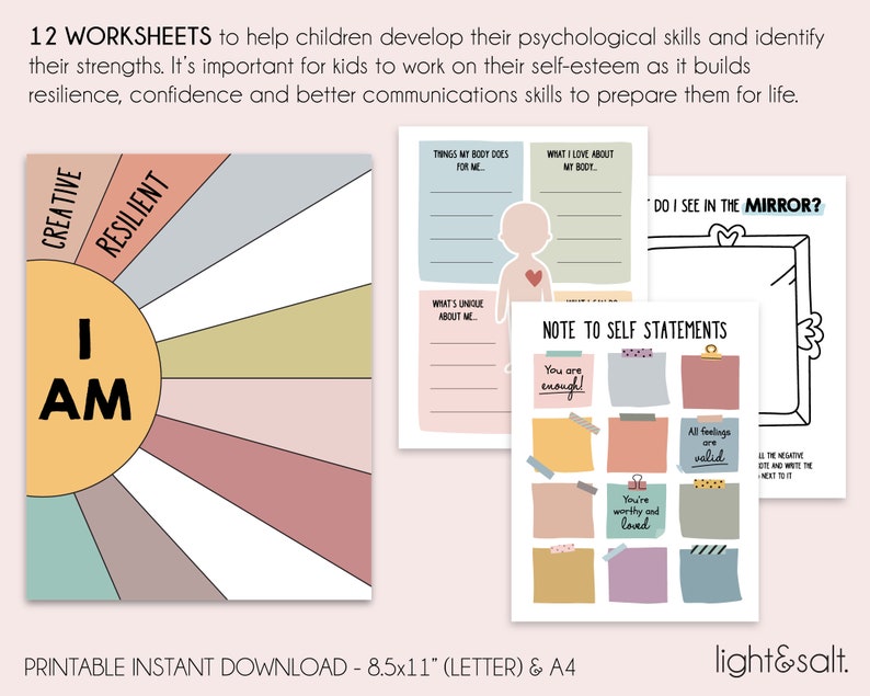 Self Esteem Worksheets for Kids, Teen Self Esteem, Teen Mental Health ...