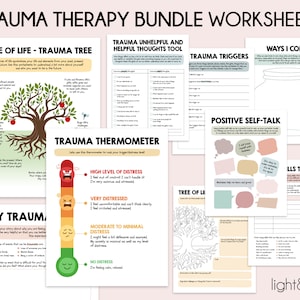 Trauma therapy worksheets, PTSD, recovery workbook, therapy office decor, child therapy social emotional learning, mental health, DBT bundle