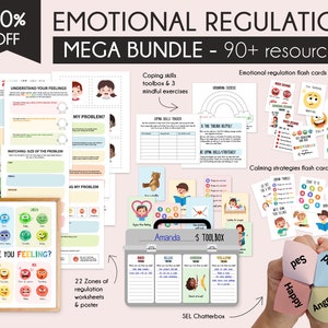 Regulationszonen (40% SALE), Bewältigungskarten, Gefühlspyramide, Schul-Ratgeber, Beruhigungsecke, Emotionsregulierung, SEL
