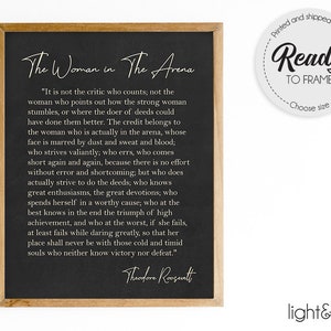 The Woman in the Arena poster, The Woman in the Arena Sign, Theodore Roosevelt Quote, Inspirational Sign, Roosevelt speech, feminism