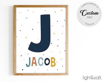 Custom Initial Print, Personalized Initial Name Print, Custom baby name, monogram, Kids Initial, Nursery Letter Art, wall art, nursery print